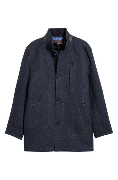 Johnston & Murphy Upton Bib Insert Wool Blend Car Coat In Navy