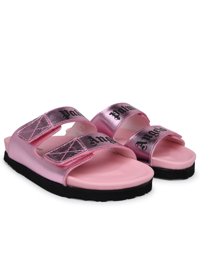 Shop Palm Angels Woman Rose Leather Slippers In Pink