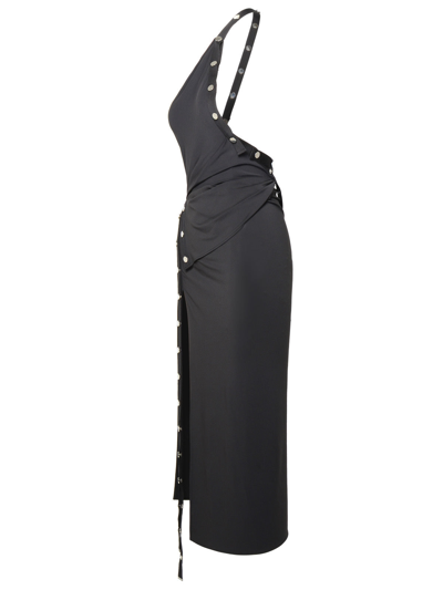 Attico The  Black Acetate Blend Midi Dress Women In Black