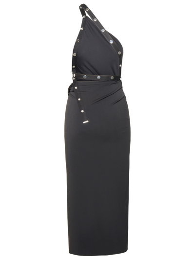 Attico The  Black Acetate Blend Midi Dress Women In Black