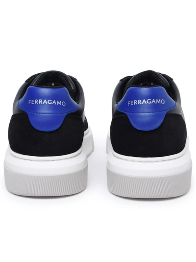 Shop Ferragamo Salvatore  'cassina' Black Leather Blend Sneakers