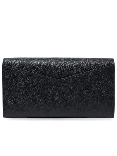 Shop Thom Browne Black Grained Leather Wallet