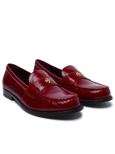 Shop Tory Burch 'perry' Red Shiny Ruffled Leather Loafers