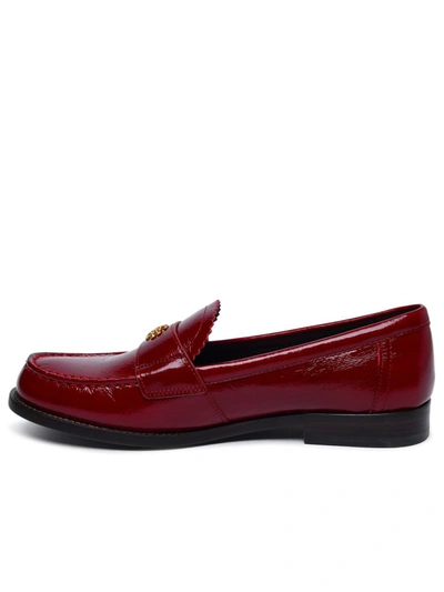 Shop Tory Burch 'perry' Red Shiny Ruffled Leather Loafers