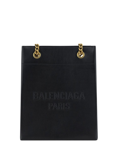 Shop Balenciaga Logo Embossed Tote Bag In Black