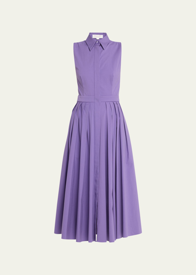 Shop Michael Kors Button-front Poplin Shirtdress In Violet