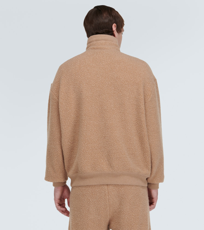Shop Loro Piana Cashmere, Cotton And Wool Half-zip Sweater In Brown
