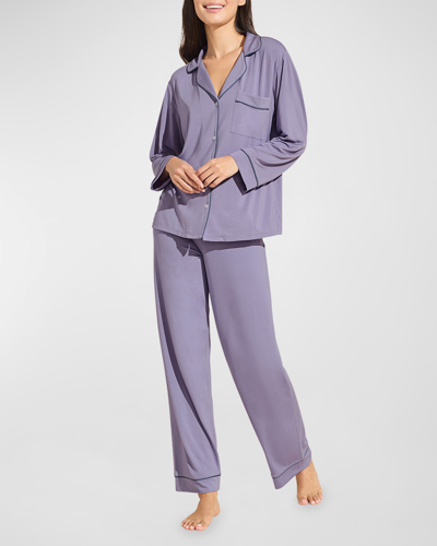 Shop Eberjey Gisele Long Pajama Set In Delphinium Nights