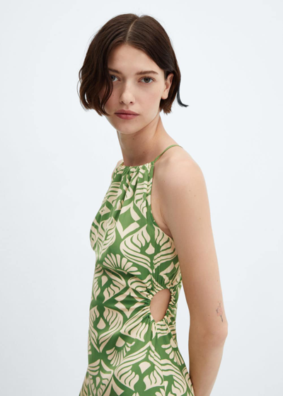 Shop Mango Printed Dress With Openings Green