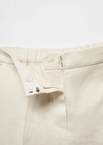 Shop Mango 100% Linen Straight Pants Beige
