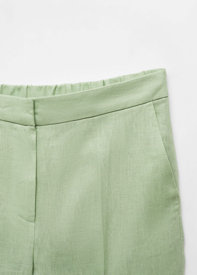 Shop Mango 100% Linen Straight Pants Pastel Green