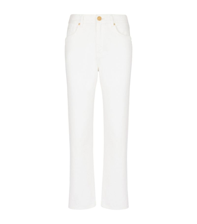 Shop Balmain High-rise Straight Jeans In White