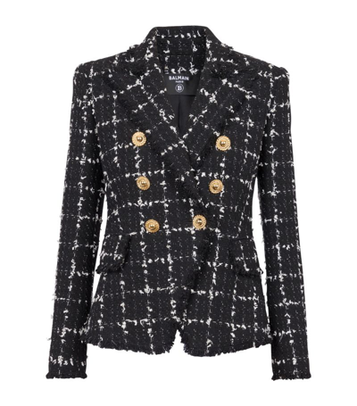 Shop Balmain Tweed Button-detail Blazer In Black
