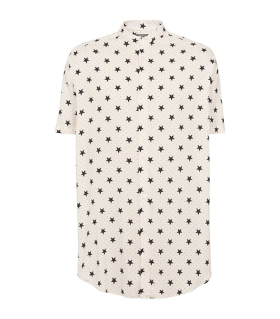 Shop Balmain Star Print Shirt In White