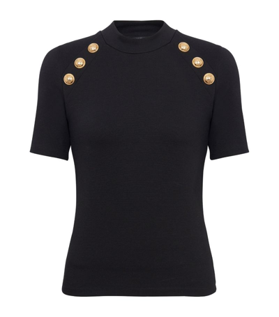 Shop Balmain Button-detail T-shirt In Black