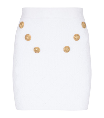 Shop Balmain Knitted 6-button Mini Skirt In White