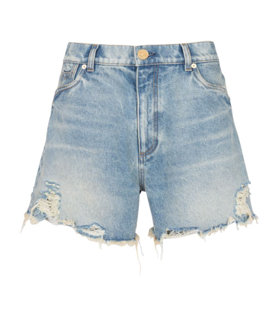 Shop Balmain Vintage-denim Shorts In Blue