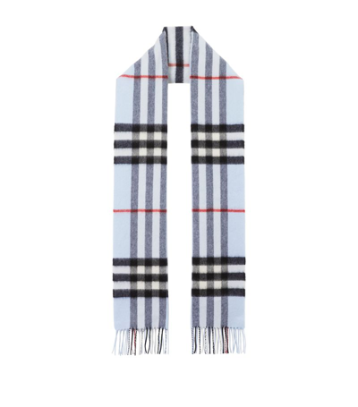 Shop Burberry Cashmere Check Scarf In Blue