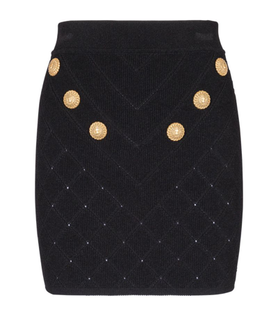 Shop Balmain Knit Mini Skirt In Pa Black