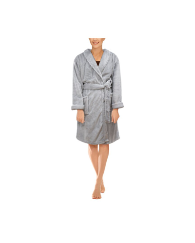 Shop Hotel Luxe Luxurious Plush Velvet Robe In Grey