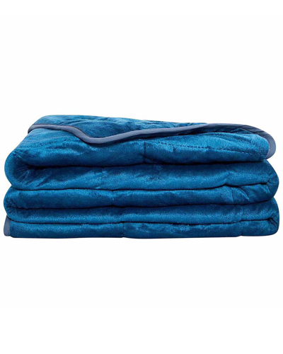 Shop Pur And Calm Pur & Calm Silvadur Anti-microbial Plush Mink Weighted Blanket In Navy