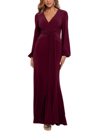 Shop Betsy & Adam Petites Womens Draped V-neck Evening Dress In Red