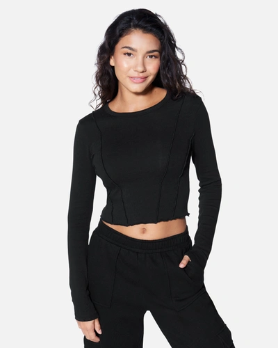 Shop Hyfve Women's Essential Easy Living Long Sleeve Top T-shirt In Black