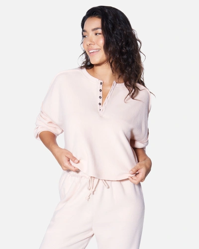 Shop Hyfve Women's Essential All Time Favorite Henley Long Sleeve Top T-shirt In Dusty Pink
