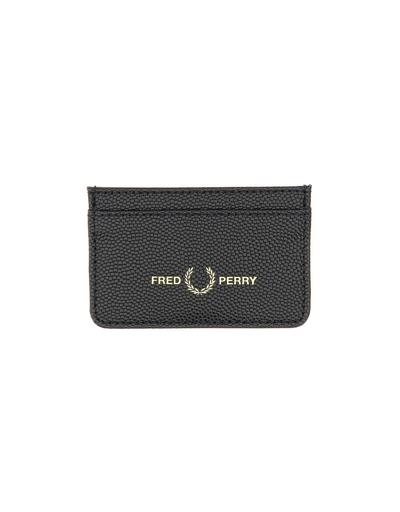 Shop Fred Perry Designer Men's Bags Card Holder With Logo In Noir