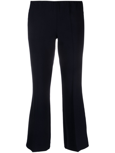 Shop P.a.r.o.s.h Cropped Flared Virgin Wool Trousers In Blue