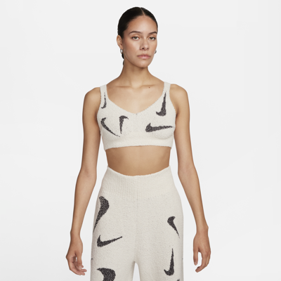 Shop Nike Women's  Sportswear Phoenix Cozy Bouclã© Knit Bra In Brown