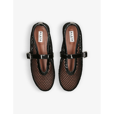 Alaïa Alaia Black Mesh Ballerina With Patent Leather In Black