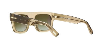 Pre-owned Tom Ford Fausto Ft 0711 Transparent Brown/green Shaded Mirror (47q) Sunglasses