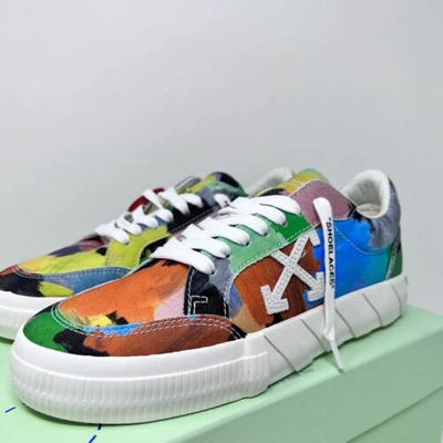 Pre-owned Off-white Arrow Women's Paintedcanvas Sneakers Size 38 Eu/8 Us Multicolor