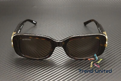 Pre-owned Balenciaga Bb0310sk 002 Rectangular Acetate Havana Brown 53mm Women's Sunglasses