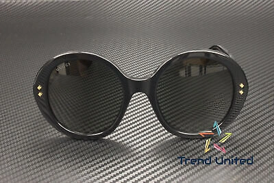 Pre-owned Gucci Gg1081s 001 Round Oval Panthos Acetate Black Grey 54 Mm Women's Sunglasses In Gray