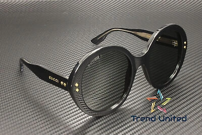 Pre-owned Gucci Gg1081s 001 Round Oval Panthos Acetate Black Grey 54 Mm Women's Sunglasses In Gray