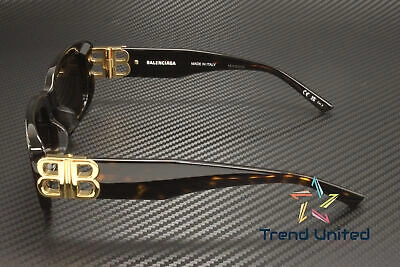 Pre-owned Balenciaga Bb0310sk 002 Rectangular Acetate Havana Brown 53mm Women's Sunglasses