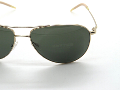 Pre-owned Oliver Peoples Benedict Ov1002s 5035p1 Gold/green Polarized Aviator Sunglasses