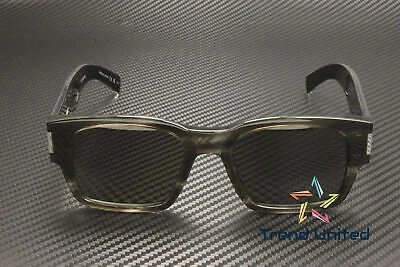 Pre-owned Saint Laurent Sl 617 004 Rectangular Havana Crystal Grey 53 Mm Men's Sunglasses In Gray