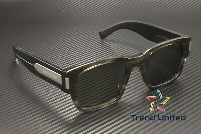 Pre-owned Saint Laurent Sl 617 004 Rectangular Havana Crystal Grey 53 Mm Men's Sunglasses In Gray