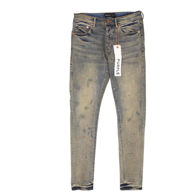 Pre-owned Purple Brand Indigo Oil Repair Skinny Jeans Size 38/48 $275