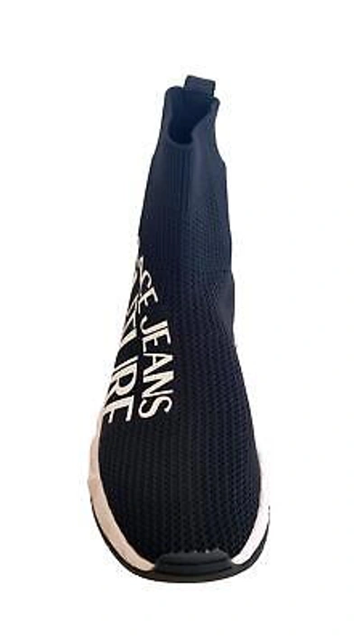 Pre-owned Versace Women's High Sock Sneakers Shoes In Nylon Atom Sole 75va3sb5 Black
