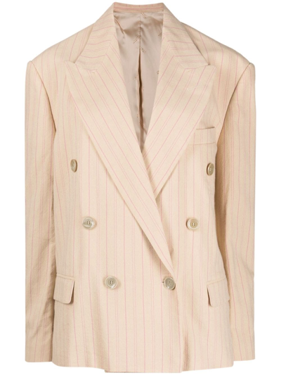 Shop Isabel Marant Pinstripe Double-breasted Blazer In Yellow