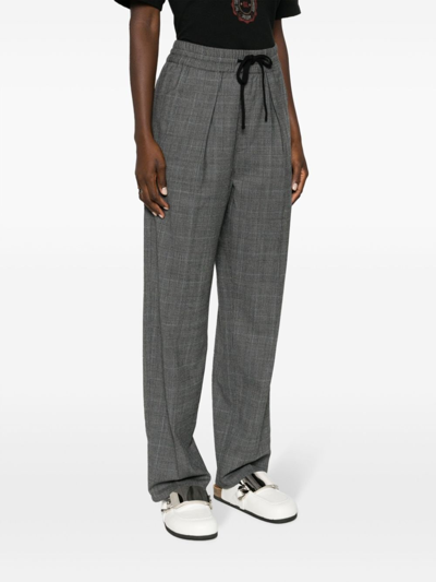 Shop Isabel Marant Étoile Stretch Wool Check Trousers In Gray