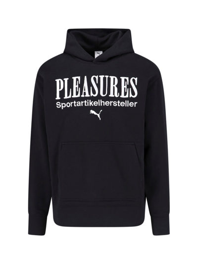 Shop Puma X Pleasures Logo Hoodie In Black  