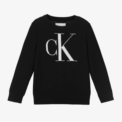 Shop Calvin Klein Boys Black Cotton Knit Sweater
