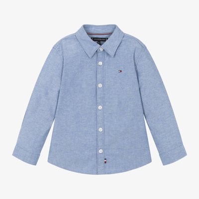 Shop Tommy Hilfiger Boys Blue Oxford Cotton Shirt