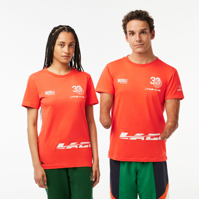 Shop Lacoste Unisex  Sport X Théo Curin Jersey T-shirt - M In Orange