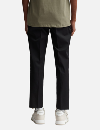 Shop Off-white Ow Embroidered Wool Pants In Black